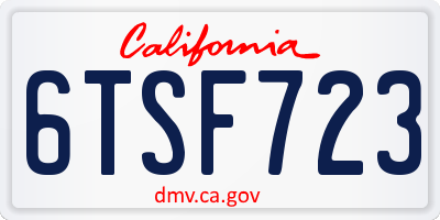 CA license plate 6TSF723