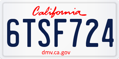 CA license plate 6TSF724