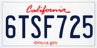 CA license plate 6TSF725