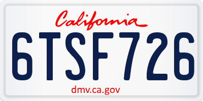 CA license plate 6TSF726