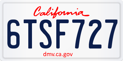 CA license plate 6TSF727