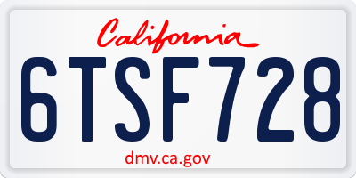 CA license plate 6TSF728