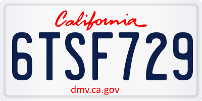 CA license plate 6TSF729