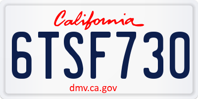CA license plate 6TSF730