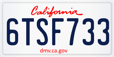 CA license plate 6TSF733