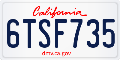 CA license plate 6TSF735