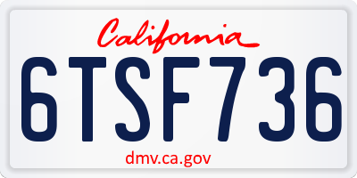 CA license plate 6TSF736