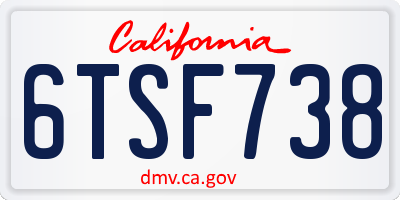CA license plate 6TSF738
