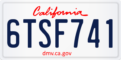 CA license plate 6TSF741