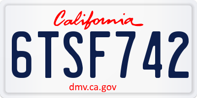CA license plate 6TSF742