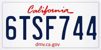 CA license plate 6TSF744