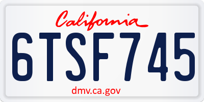 CA license plate 6TSF745