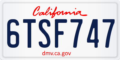 CA license plate 6TSF747