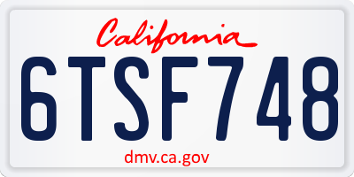 CA license plate 6TSF748