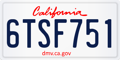 CA license plate 6TSF751