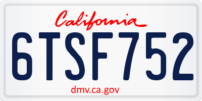 CA license plate 6TSF752