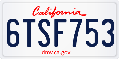 CA license plate 6TSF753