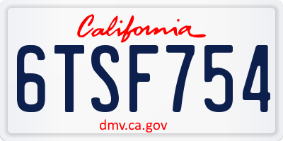 CA license plate 6TSF754
