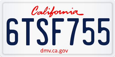 CA license plate 6TSF755