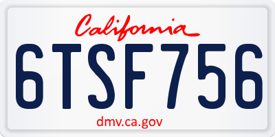 CA license plate 6TSF756