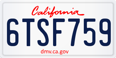 CA license plate 6TSF759