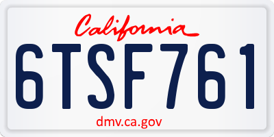 CA license plate 6TSF761