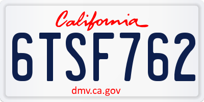 CA license plate 6TSF762