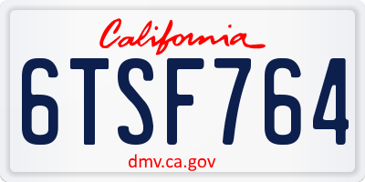 CA license plate 6TSF764