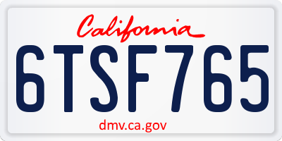 CA license plate 6TSF765