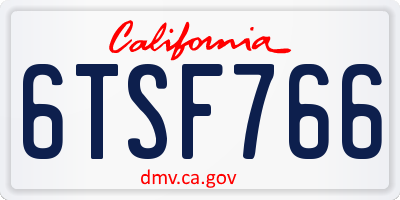 CA license plate 6TSF766