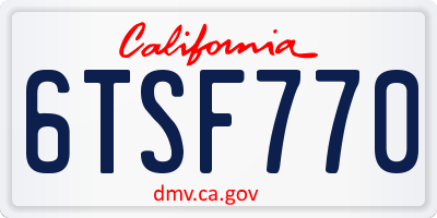 CA license plate 6TSF770
