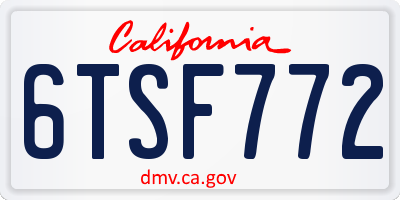CA license plate 6TSF772