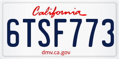 CA license plate 6TSF773