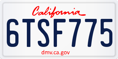 CA license plate 6TSF775