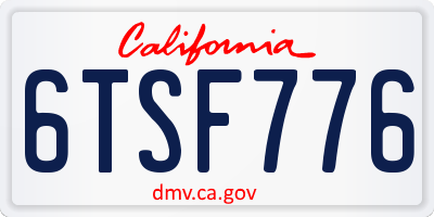 CA license plate 6TSF776