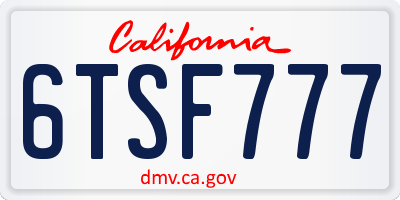 CA license plate 6TSF777