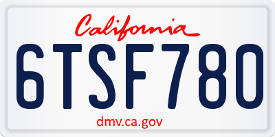 CA license plate 6TSF780