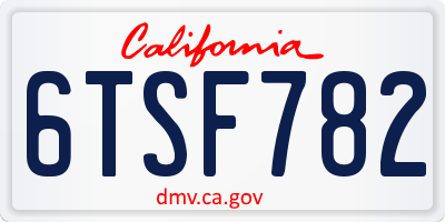 CA license plate 6TSF782