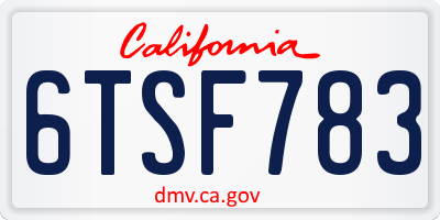 CA license plate 6TSF783