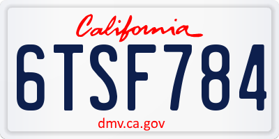 CA license plate 6TSF784