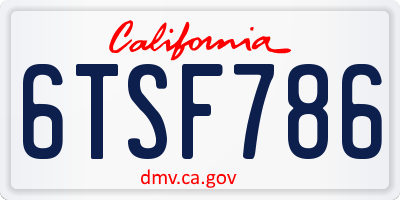 CA license plate 6TSF786