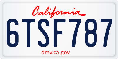 CA license plate 6TSF787