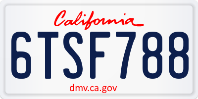 CA license plate 6TSF788
