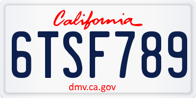 CA license plate 6TSF789
