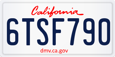 CA license plate 6TSF790