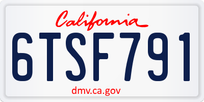 CA license plate 6TSF791