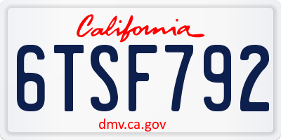CA license plate 6TSF792