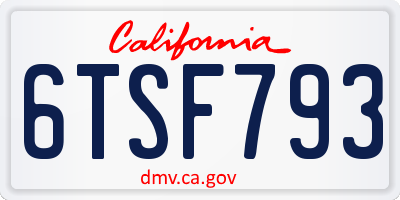 CA license plate 6TSF793