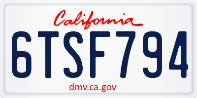 CA license plate 6TSF794