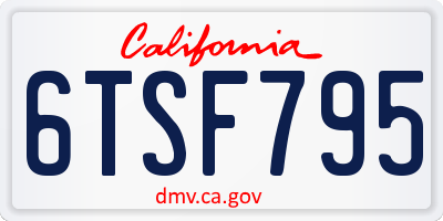 CA license plate 6TSF795